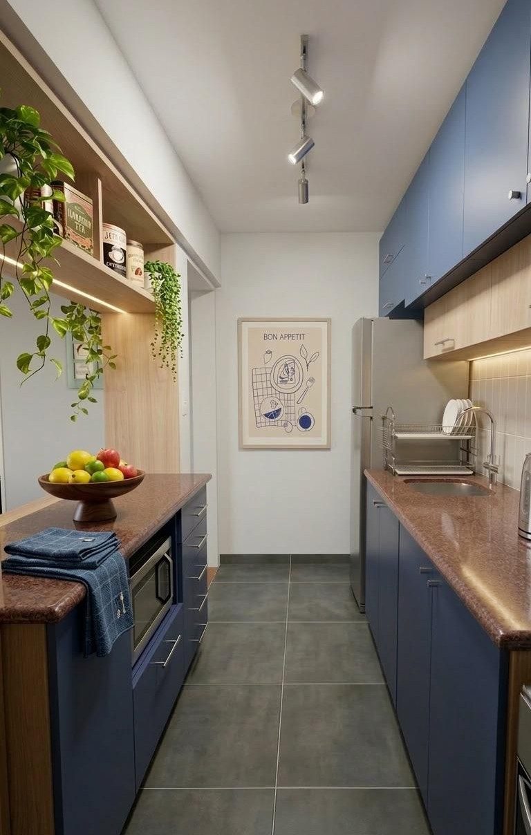 Cocina terminada en azul